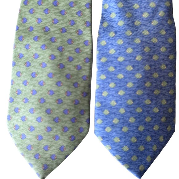 STAFFORD Silk Tie Designer Geometric FISH Blue Green 58-62 x 3.75 Lot of 3 - Picture 2 of 12